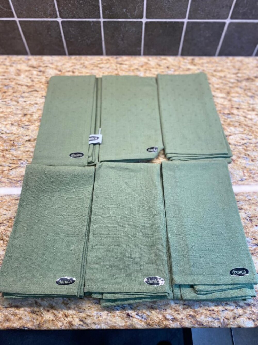 Danica 100% Cotton Sage Green Dinner Napkins, NEW, Qty 6